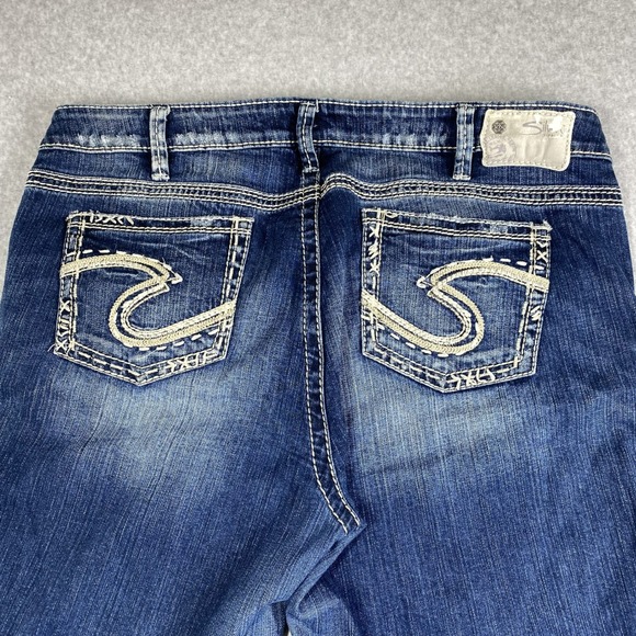 Silver Jeans Tuesday Mid Capri Women 28 Blue Stretch Embroidered W42114SJL405 - Picture 13 of 16